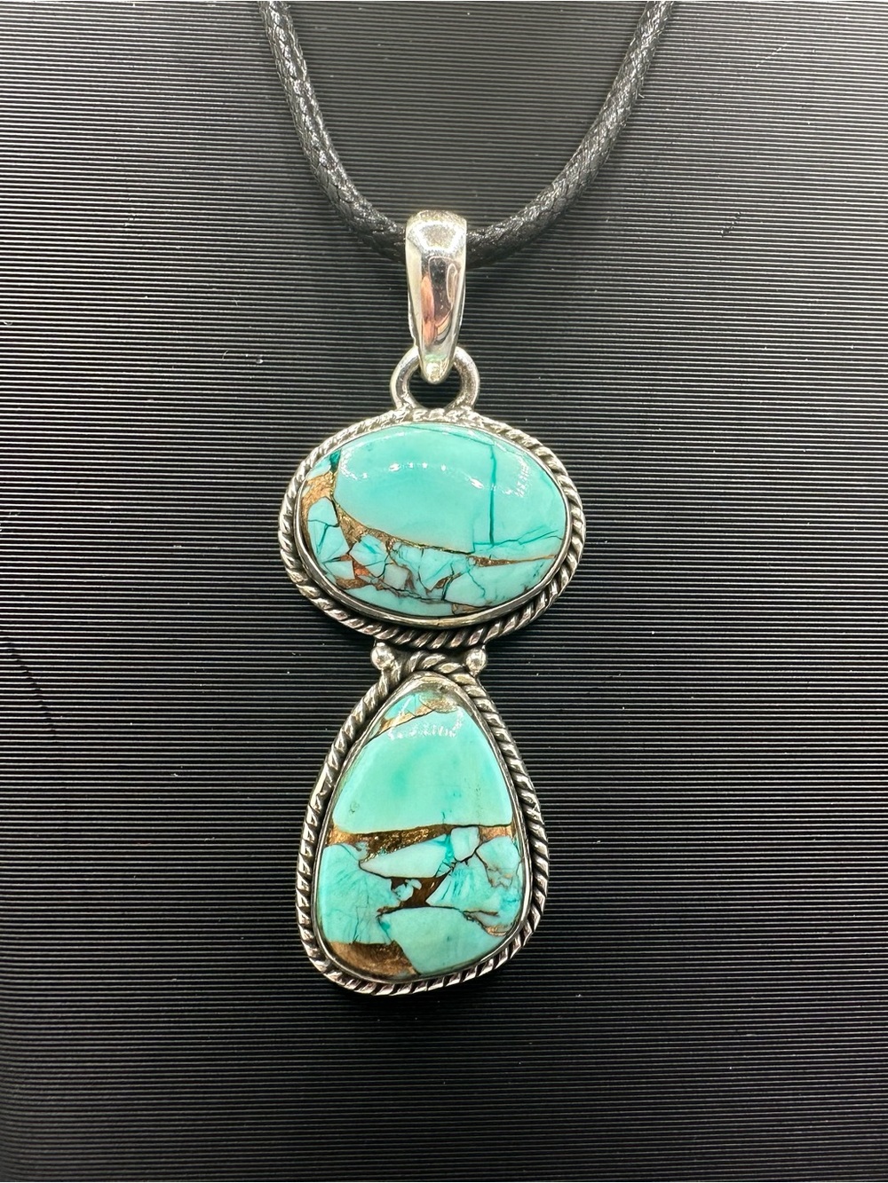 Mint Dahlia Turquoise Sterling Silver 925 Handmade Necklace Pendant